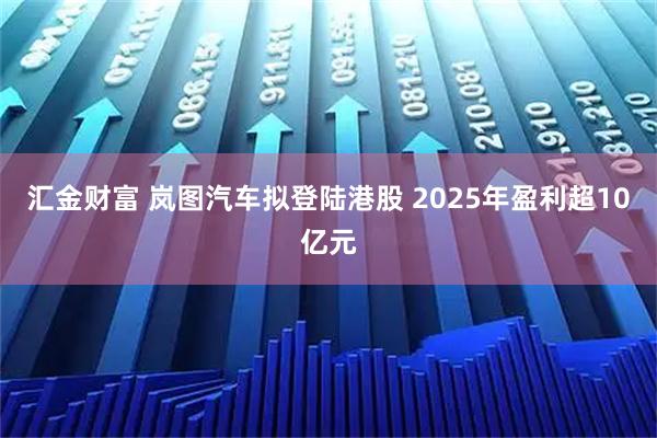 汇金财富 岚图汽车拟登陆港股 2025年盈利超10亿元